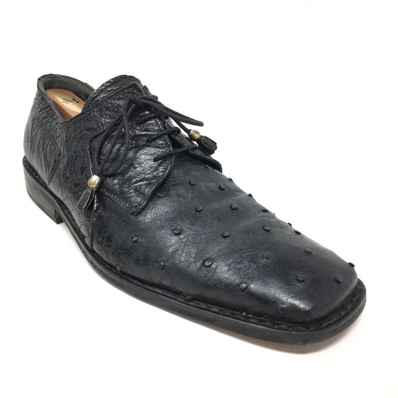 Slick Exotica Oxfords Shoes Size 11 Black Ostrich - Picture 1 of 9